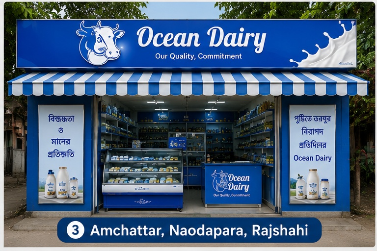 Ocean Dairy outlet at Amchattar Naodapara Rajshahi